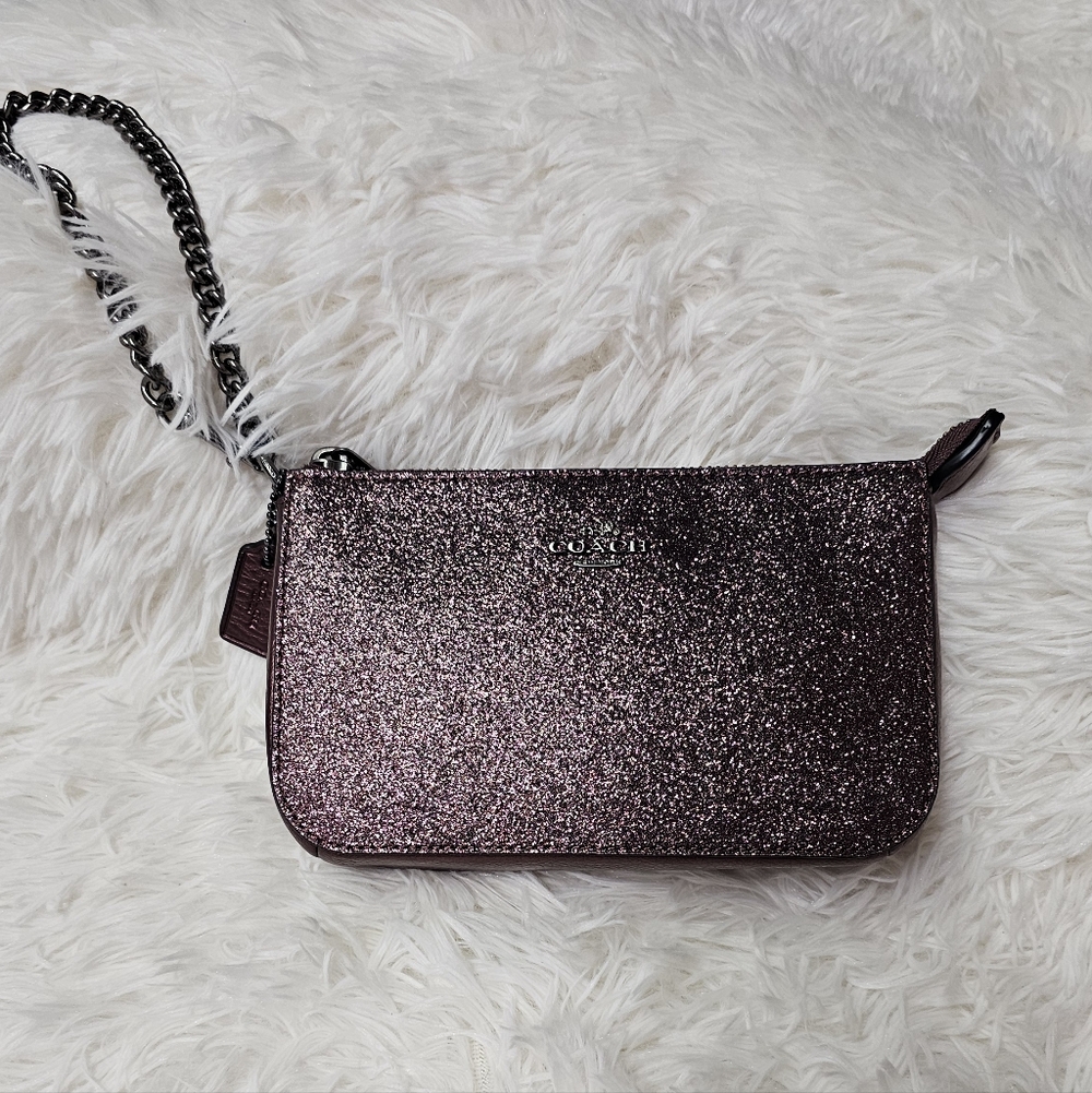 Coach Nolita Wristlet 15" inch Burgundy Glitter/Silver 2015 EUC - Picture 9 of 16